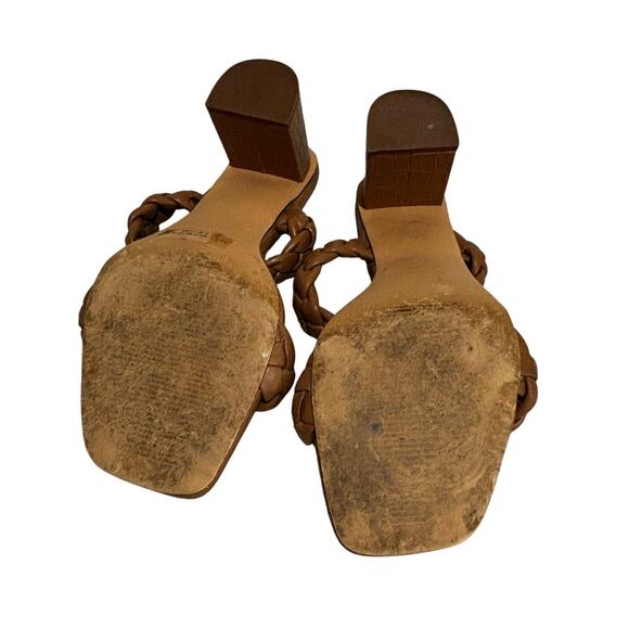 Sincerely Jules high heel slides sandals dressy nude tan braided straps size 10 - Picture 10 of 11